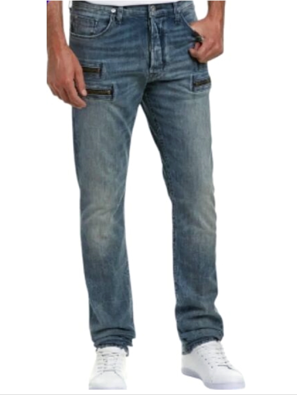 Hudson The Broderick Slouchy Skinny Zipper Constructed Jeans Men's 42 Grunge